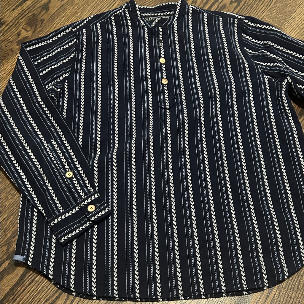 J Peterman 100% Light Blue Jefferson Shirt L/S Large